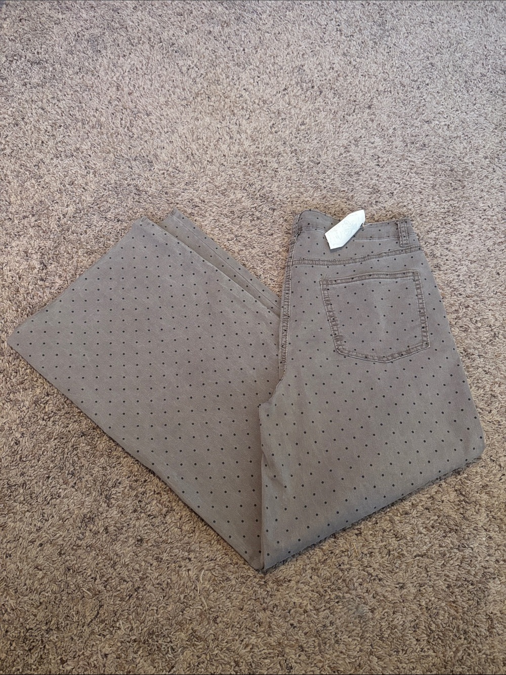 NWT Easel Polka Dot Wide Leg Raw Hem Crop Pants L
